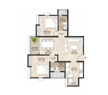  Mahindra Lakewoods 2 BHK floor plan