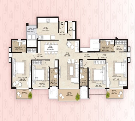 Mahindra Lifespaces Citadel 4 BHK floor plan
